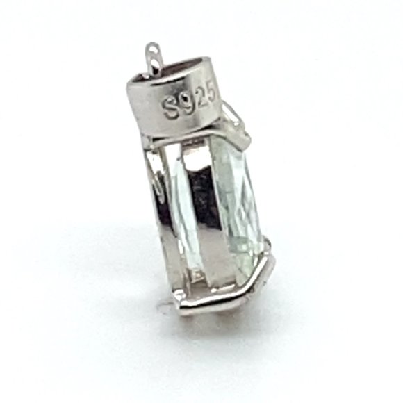 Aquamarine 1.20ct White Gold Finish Solid 925 Sterling Silver Pendant - Picture 4 of 6